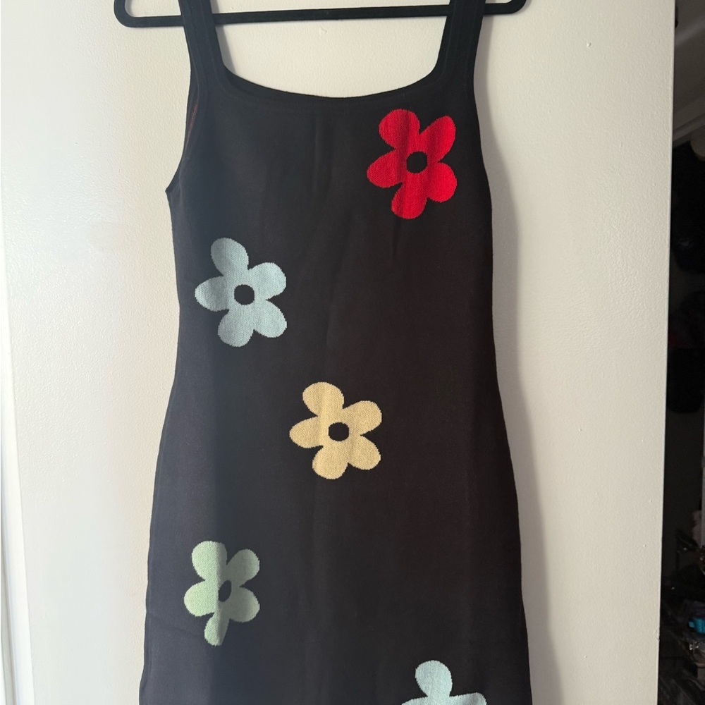 Cider Black Mini Dress with Red, Mint & Yellow Flower design Brand New 1X - Picture 4 of 8